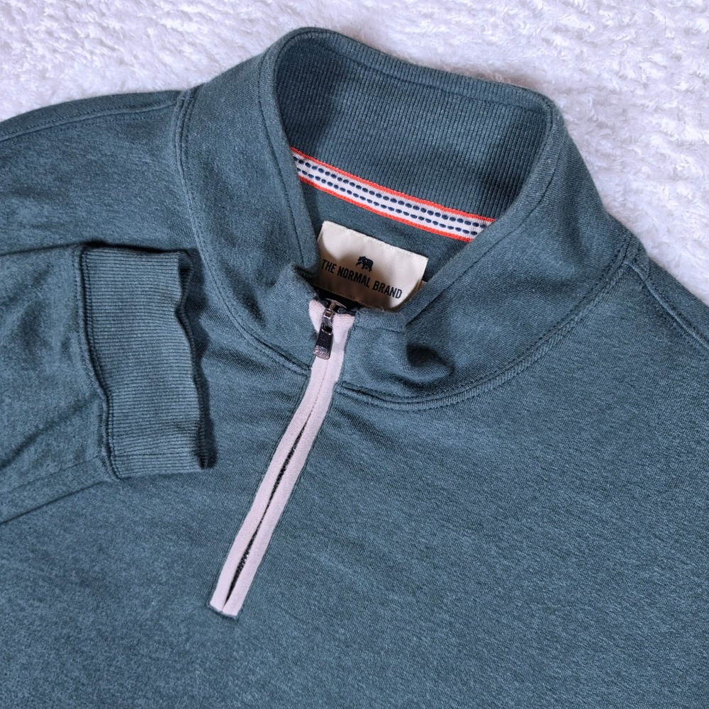 The Normal Brand 1/4 Zip Pullover Mens XXL Green Stretch L/S Mock Neck P#F23-1